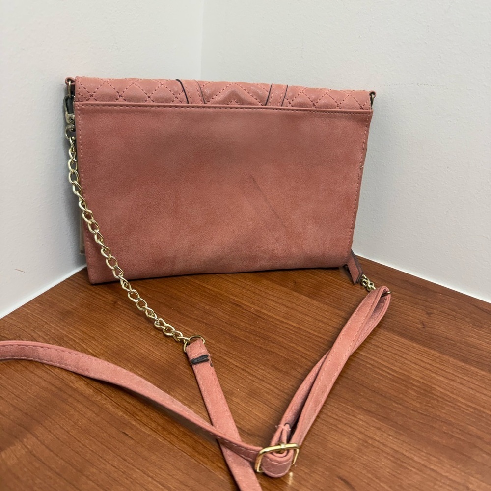 Jessica Simpson Quilted Pink Clutch with Chain - Picture 2 of 8